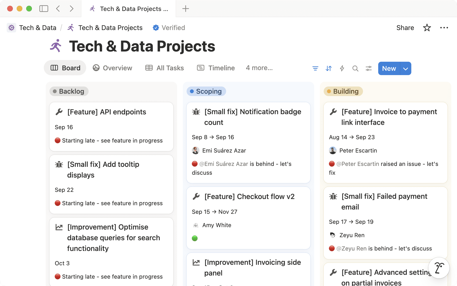 Qonto creates working Kanbans similar to this one in Notion databases, keeping teams organized and work transparent.