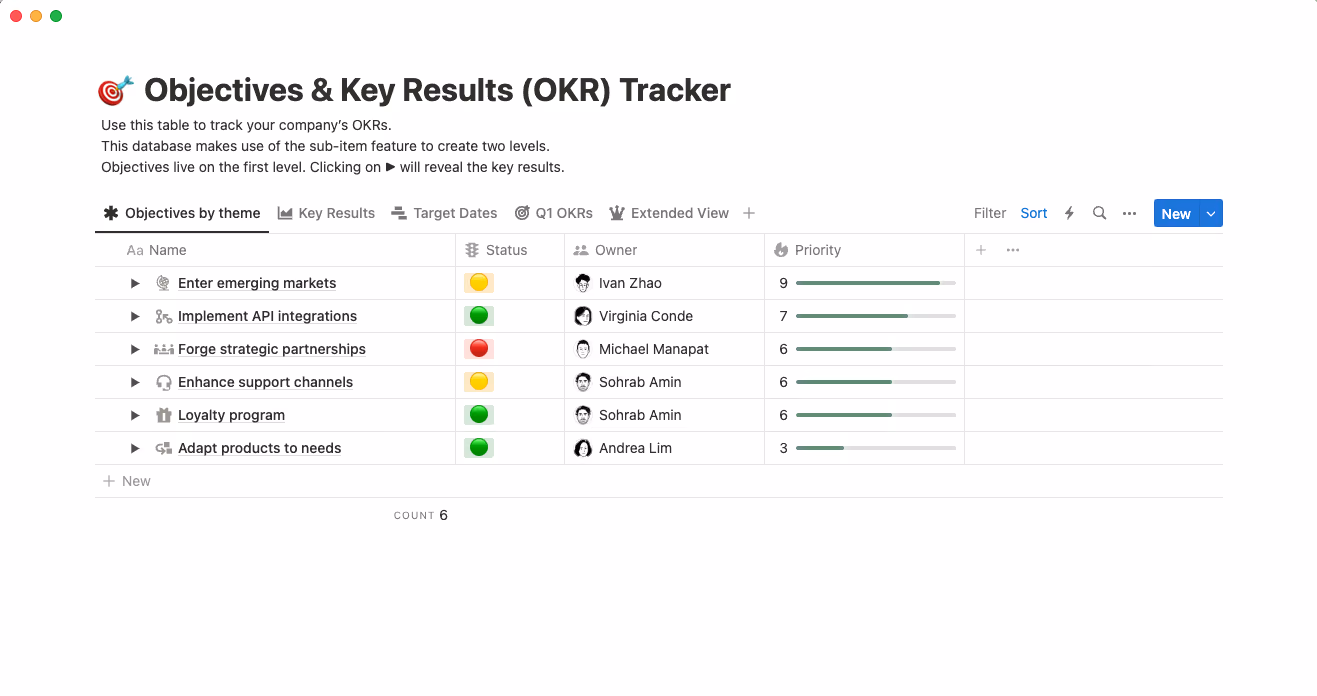 objectives and key results okr tracker template