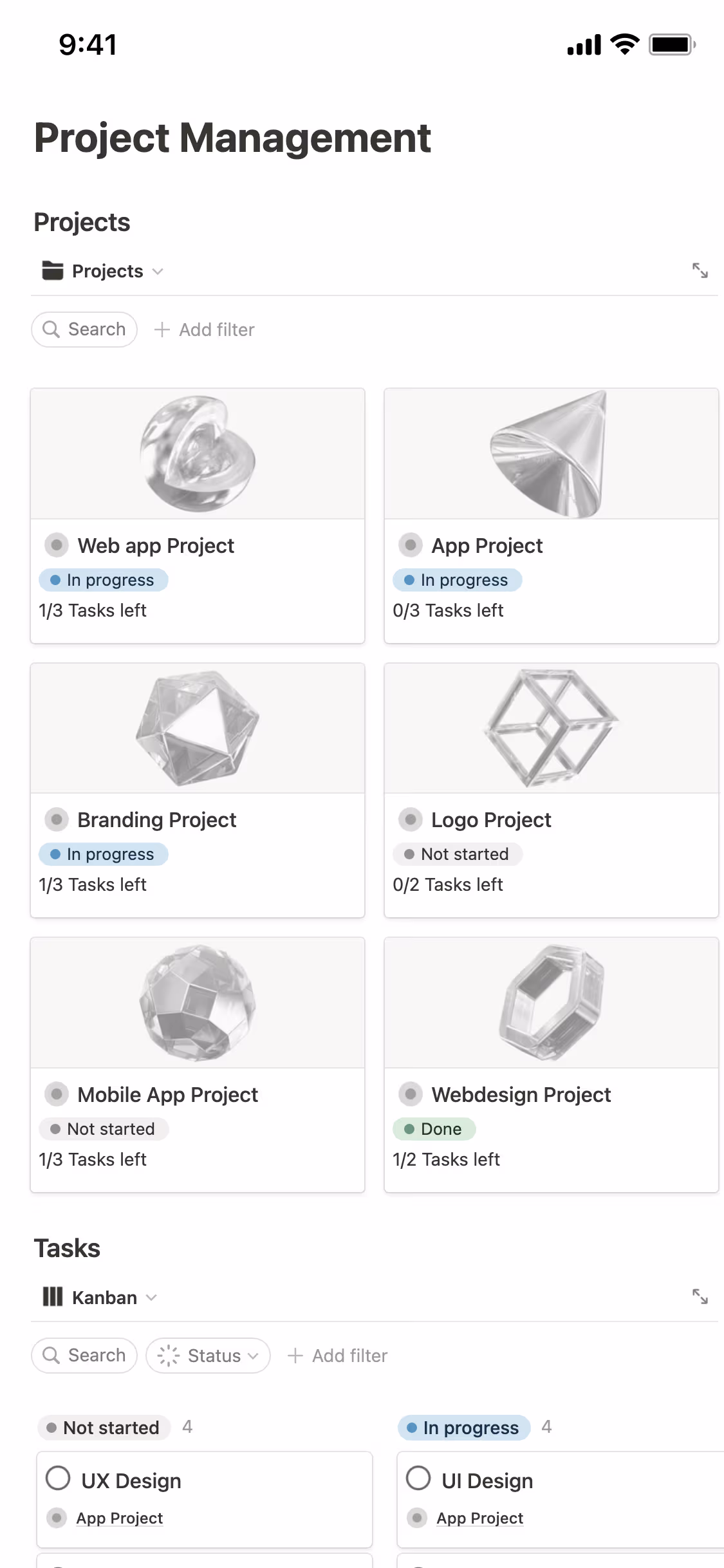 A screenshot of Notion's mobile app